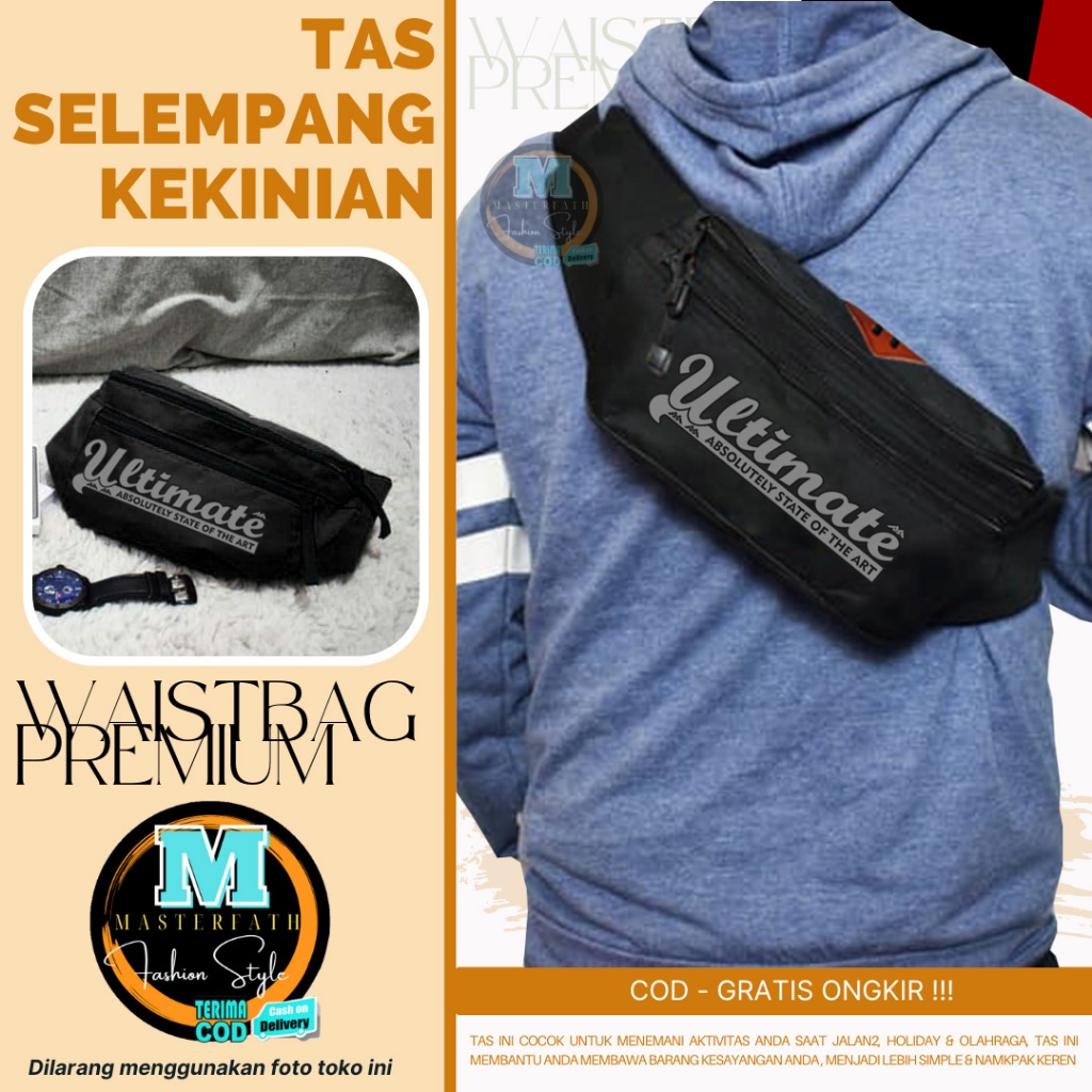 BISA COD TAS SELEMPANG PRIA / WAISTBAG DISTRO tas pinggang tas selempang tas outdoor Waistbag Tas Wa