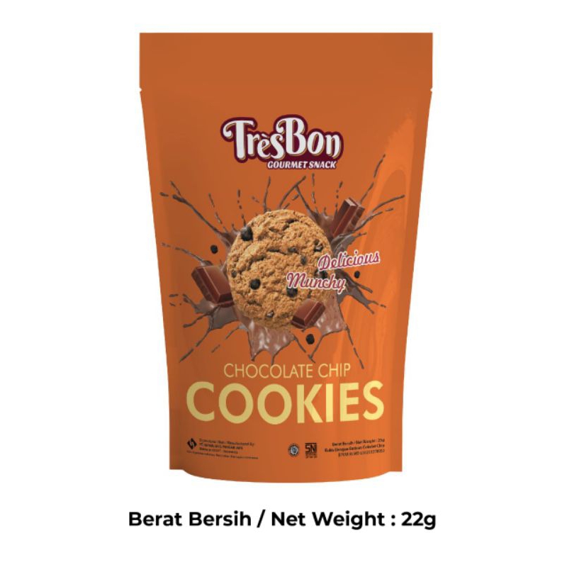 

COOKIES CHOCOCHIP POUCH TRESBON 30gr