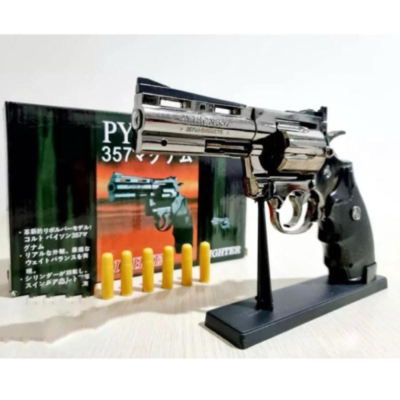 Korek api bentuk pistol + peluru ukuran 1:1 bahan besi 357