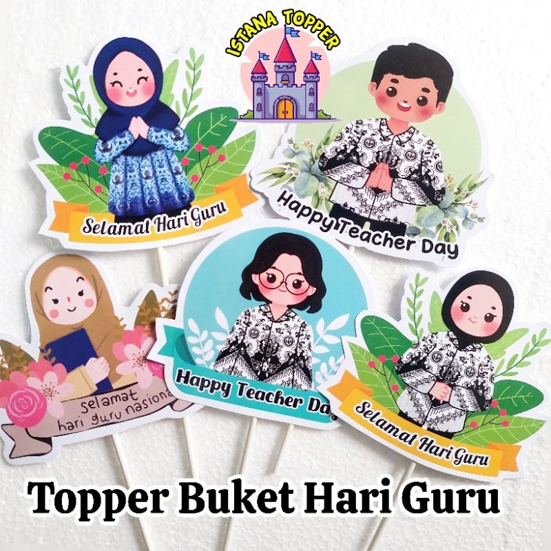 Topper Buket Hari GURU Size BESAR/Topper SATUAN / Topper Buket / Topper Guru