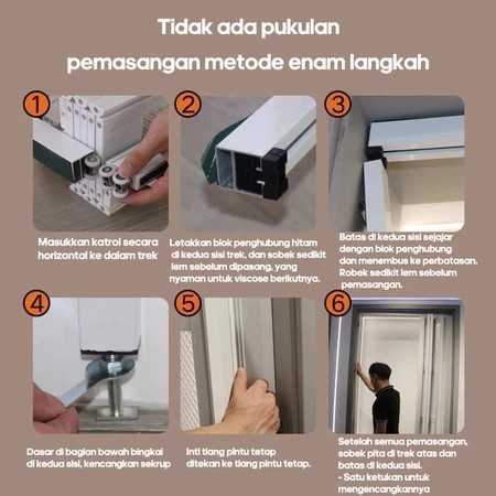 ZA. Reaim PVC Folding Door/Pintu Lipat Geser Plastik/Pintu Lipat PVC Penyekat Ruangan-Pintu Kamar