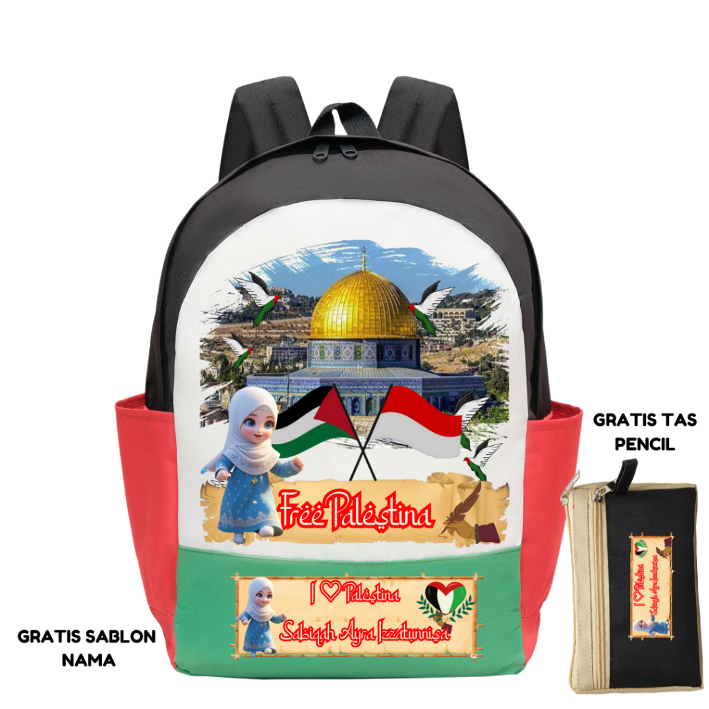 TAS SEKOLAH PALESTINA / TAS CUSTOME NAMA MOTIF PALESTINA