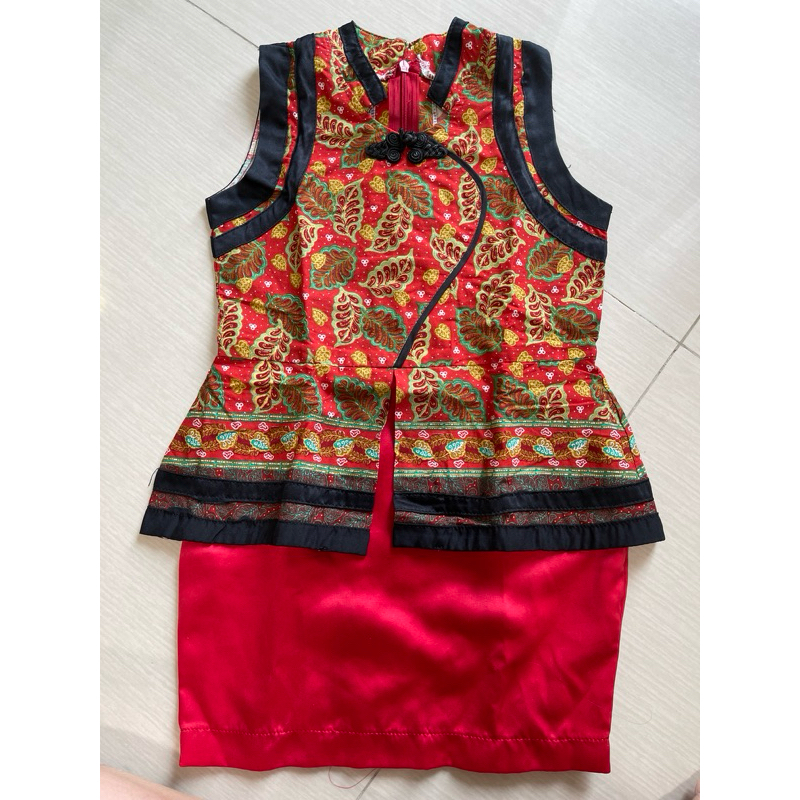 Dress batik cheongsam anak merah