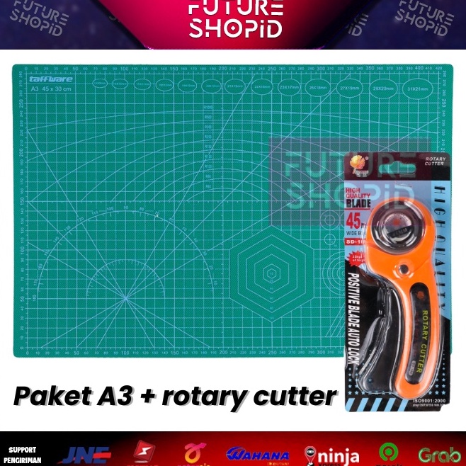 

KODE B3L8 Paket Cutting Mat A3 2 sisi Rotary Cutter 45mm Craft Desain Ukir Design Tatakan Pemotong Kertas