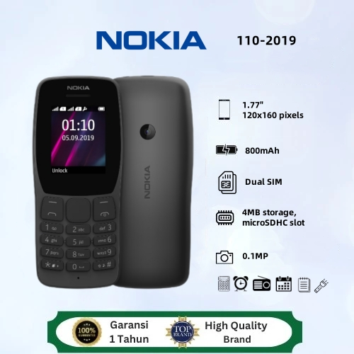 HP Nokia 110 (2019)  Murah Cuci Gudang Terbaik, Dual SIM, Radio FM, Baterai Tahan Lama, Handphone