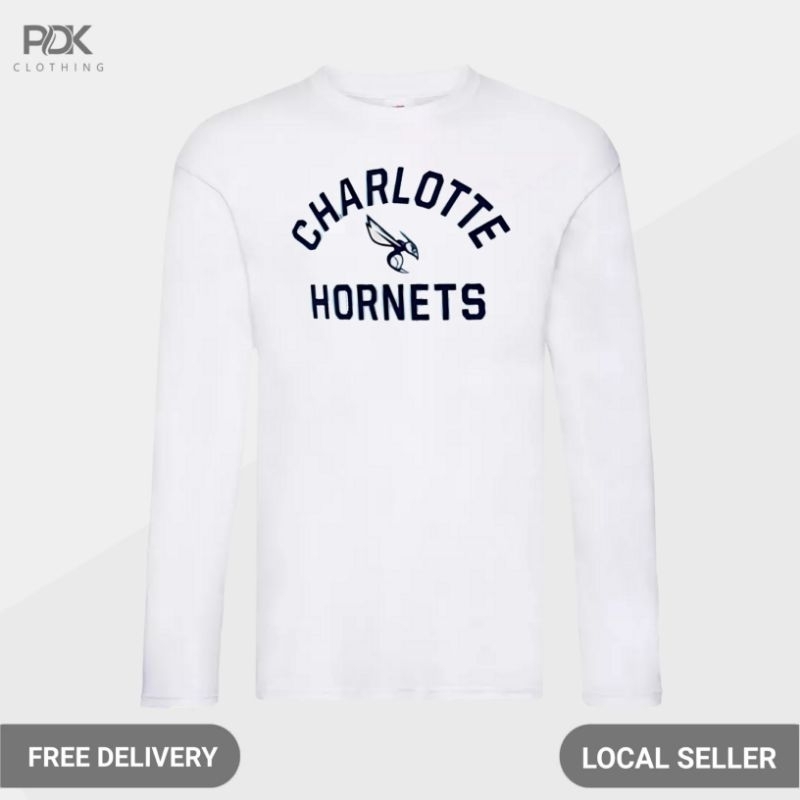 Kaos Pria Baju Lengan Panjang Nba Charlotte Hornets Basketball