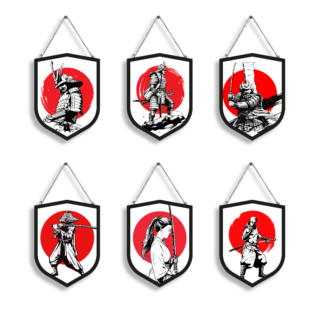 Hiasan Dinding Shield Jepang Japan Samurai Model Gantungan Tali D04