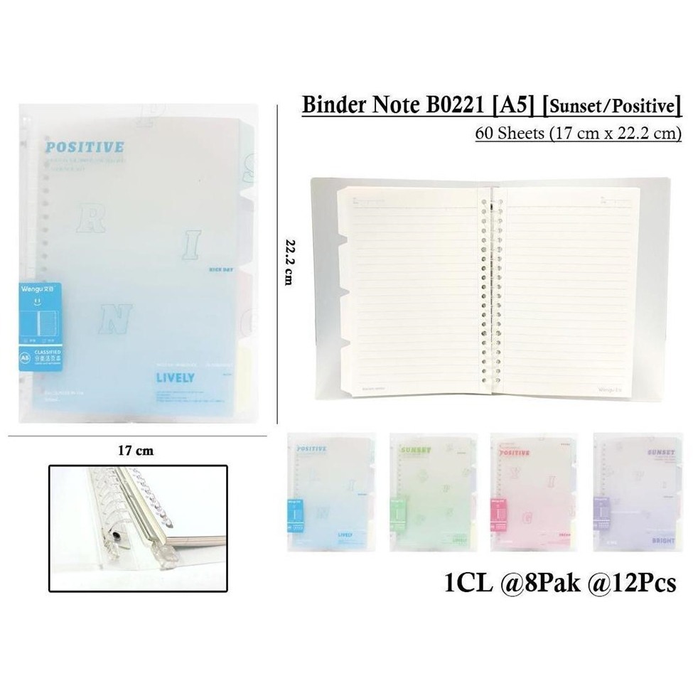 

WENGU NOTEBOOK SPIRAL SOFT RING COVER SUNSET/POSITIVE - BUKU CATATAN SPIRAL 60 LEMBAR B0221 A5 B5