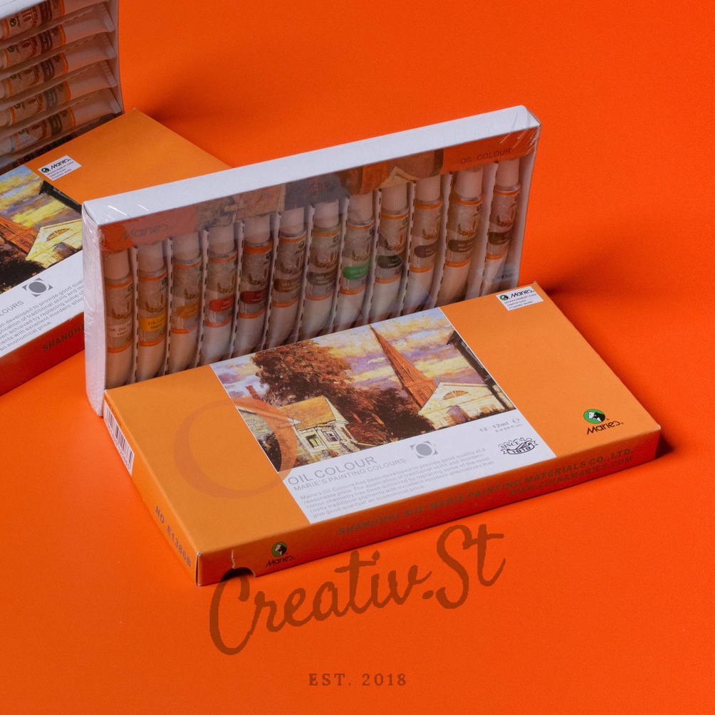 

KODE Q1Z6 MARIES Cat Minyak Oil MARIES 12 Warna 1386B Set Paint Lukis Oil Painting