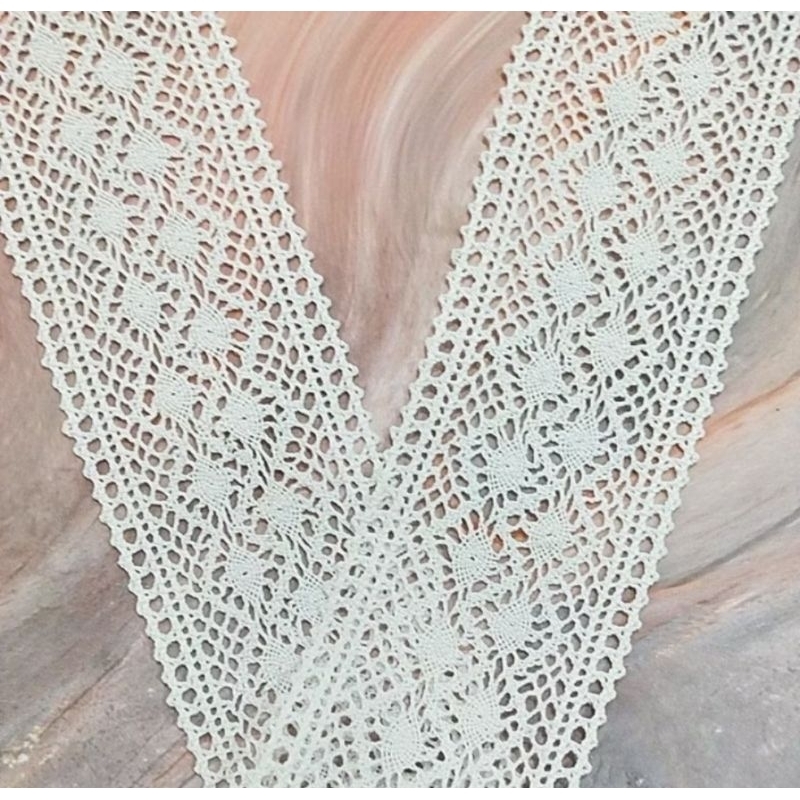 Renda Rajut Katun Putih Lebar 7cm METERAN