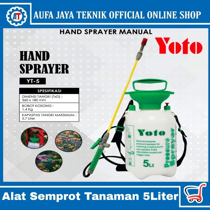 YOTO Alat semprot tanaman 5 liter, semprotan hama