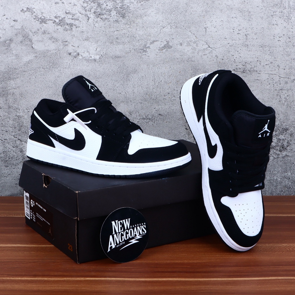 KODE O2O8 AJ 1 Low Black White Hitam Putih Panda