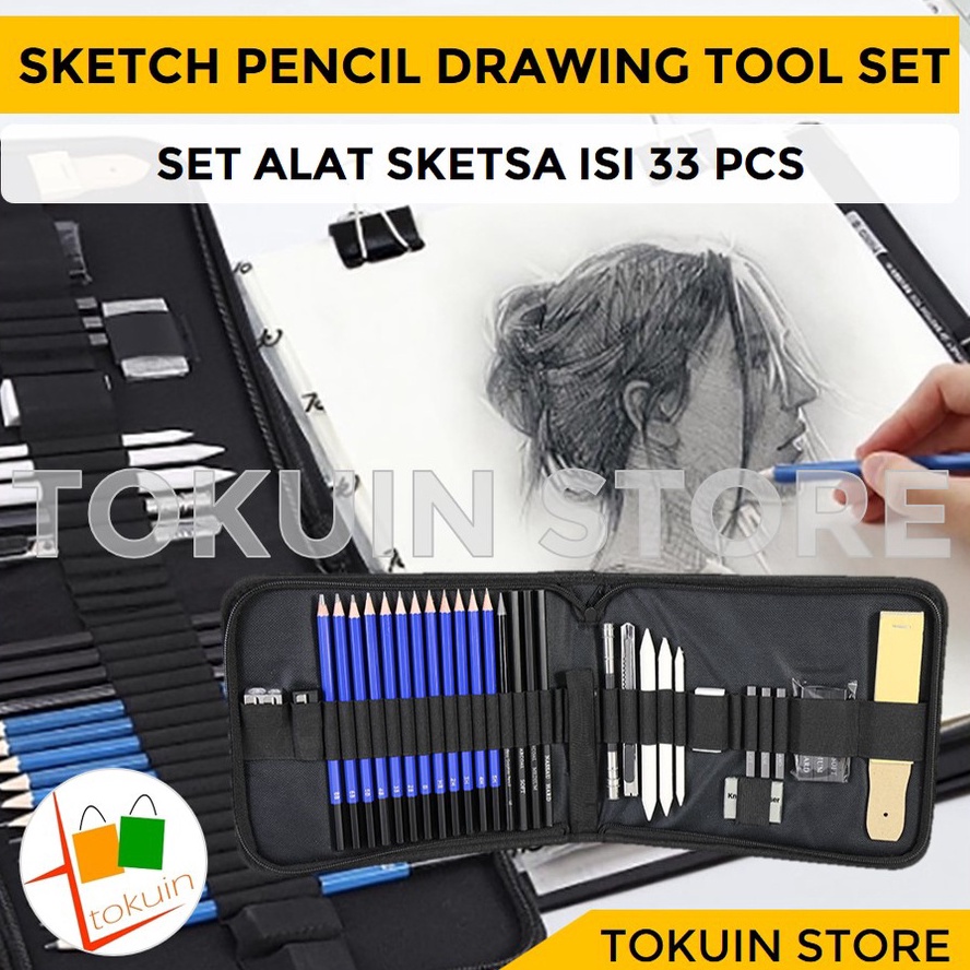 

Model Keren Sketch Pencil Pensil Pisau Penghapus Rautan Alat Gambar Drawing Set