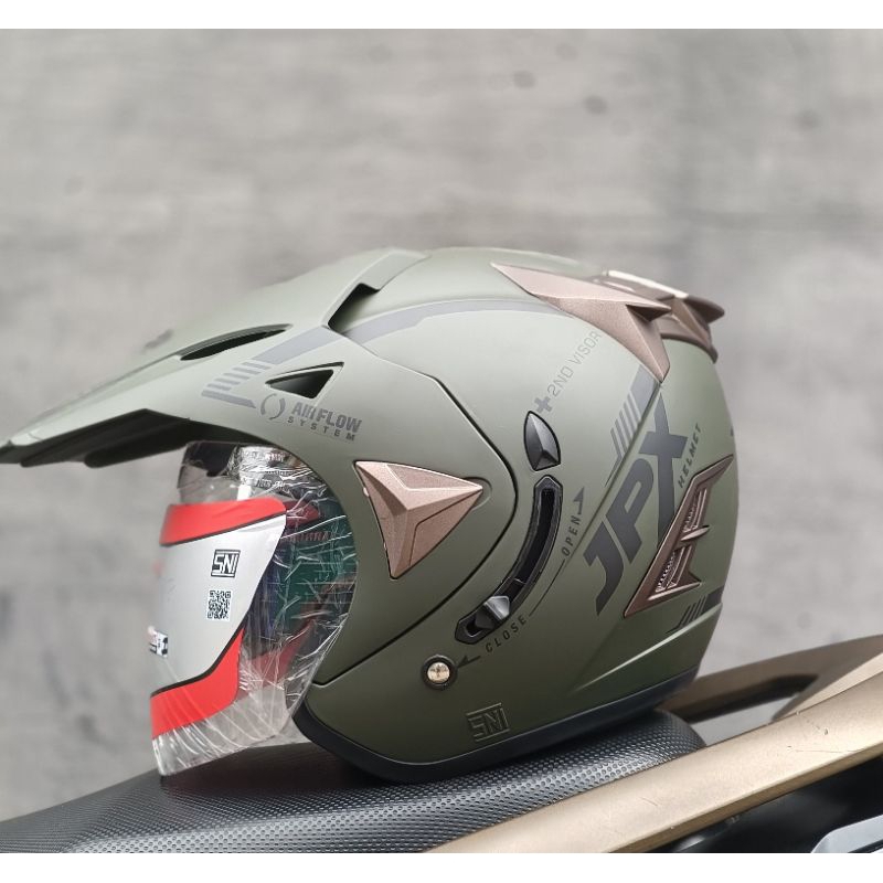 HELM JPX SUPERMOTO SOLID, SEMI TRAIL,DOBLE VISOR, ORIGINAL