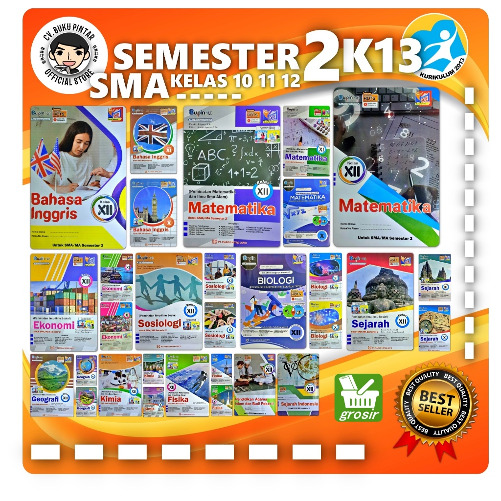 BUKU LKS SMA KELAS 10 11 12 SEMESTER 2 KURIKULUM K13 | MATEMATIKA, BAHASA INGGRIS, SASTRA INGGRIS, B
