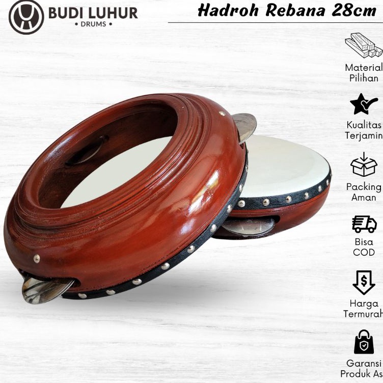 Grosir Terlaris  Rebana Hadroh Al Banjari 28 cm Kayu Mahoni Terbang Rebana Murah Sholawat Hadrah Kua