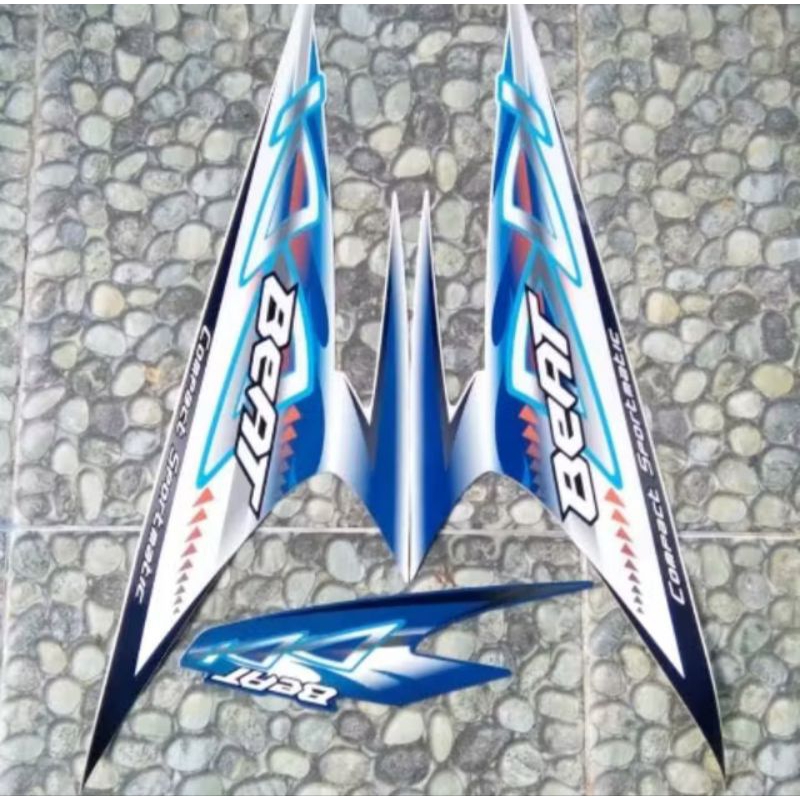 striping Honda beat karbu biru putih 2012