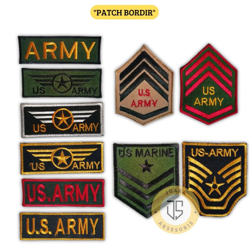 Patch Bordir Jahit Emblem Us.Army Logo Iron Patch Aksesoris Bordir