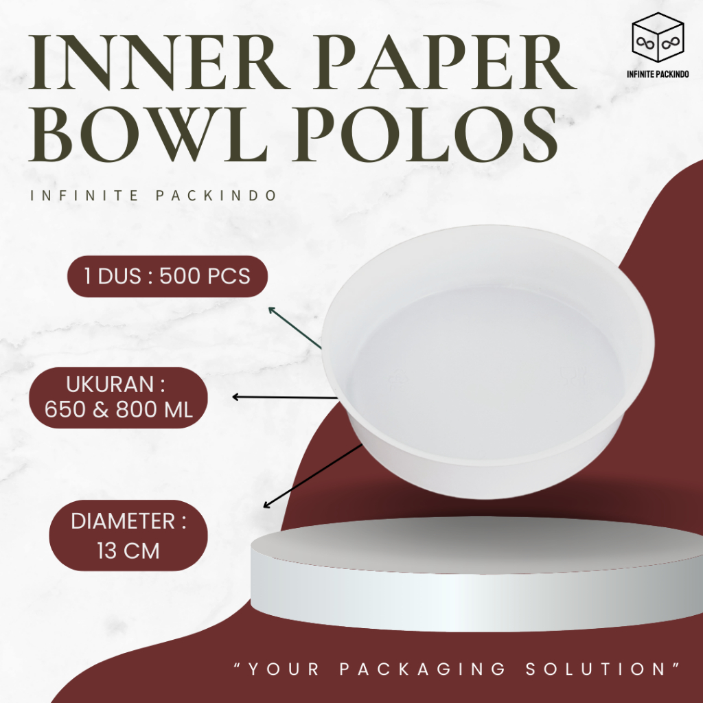 (ISI 25 PCS) Inner Tray Paper Bowl 650ml & 800ml / Inner Bowl Sekat / Inner Bowl Sekat 2