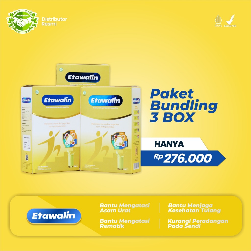 

Paket 3 Box Etawalin - Sembuhkan Asam Urat dan Nyeri Sendi Tanpa Ribet Susu Memperkuat Kepadatan Tulang Susu meningkatkan daya tahan tubuh Susu Asam Urat Susu Sendi Susu Nyeri Sendi Susu Pegal Lini Susu Asam Urat Susu Tulang Susu Otot Susu Reumatik