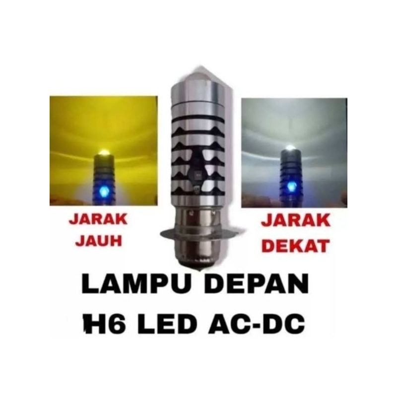 Lampu depan H6 led laser AC-DC CR7 KUNING-PUTIH
