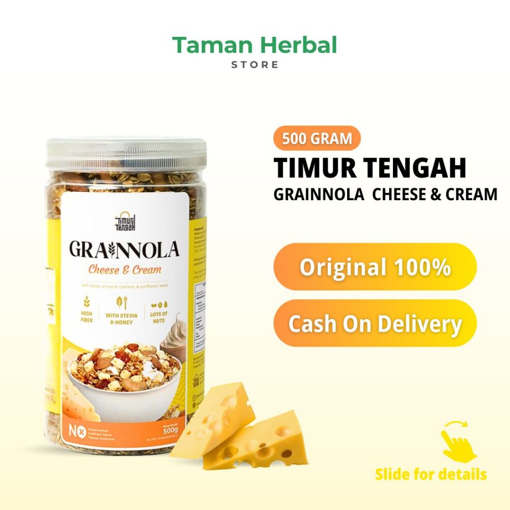 

Timur Tengah Granola Grainnola Cheese & Cream (500 Gram) | Sereal Makanan Cemilan Sehat