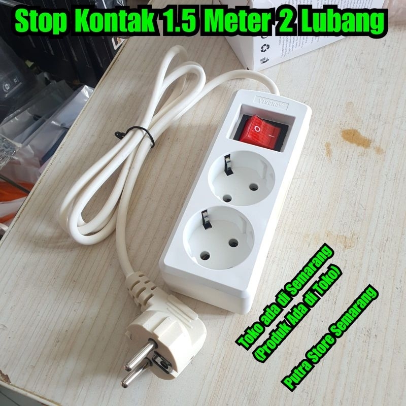 Stop kontak 1.5 meter 2 lubang Roll meter pendek simpel Pemanjang colokan listrik 1,5 meter 2 coloka