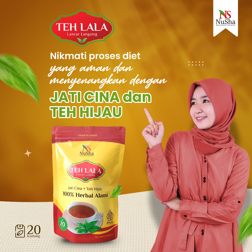 

Paket 2 Pouch Teh LALA Lancar Langsing Nusha. 100% Herbal Alami. 1 Pouch isi 20 kantong teh.