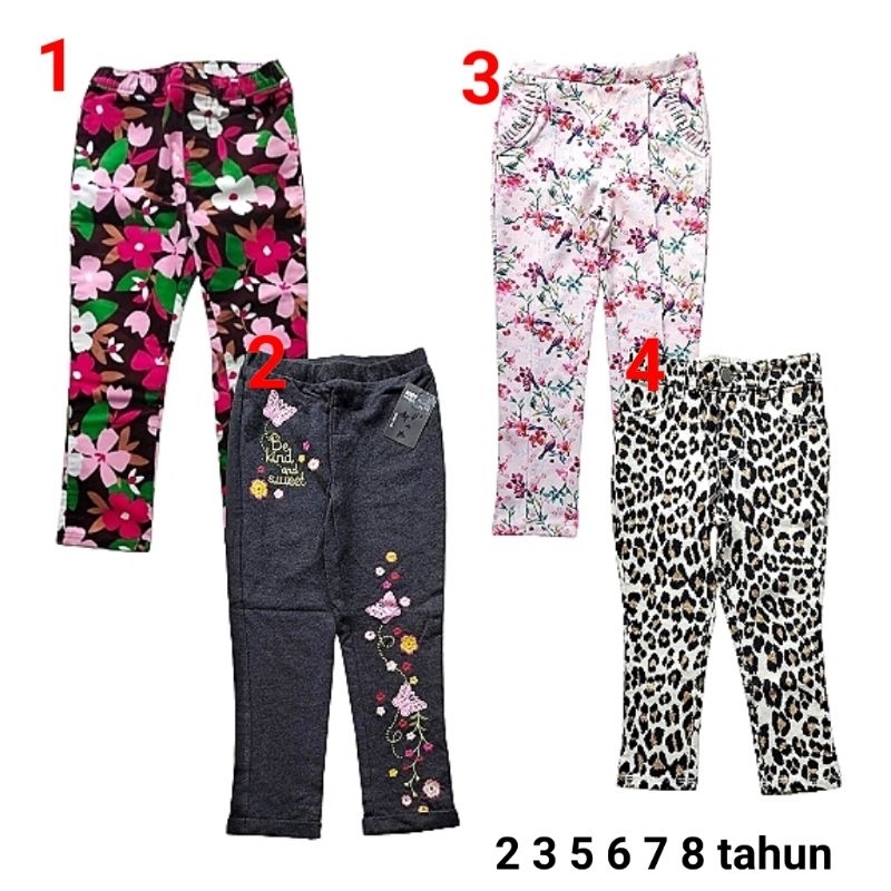 Celana panjang jegging anak perempuan place mix 2 3 5 6 7 8 tahun tregging bunga leopard