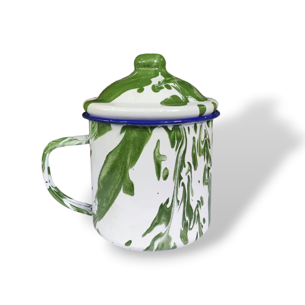 Shortcut.id Mug Enamel Stainless Lurik Batik Cangkir Jadul Antik 8cm