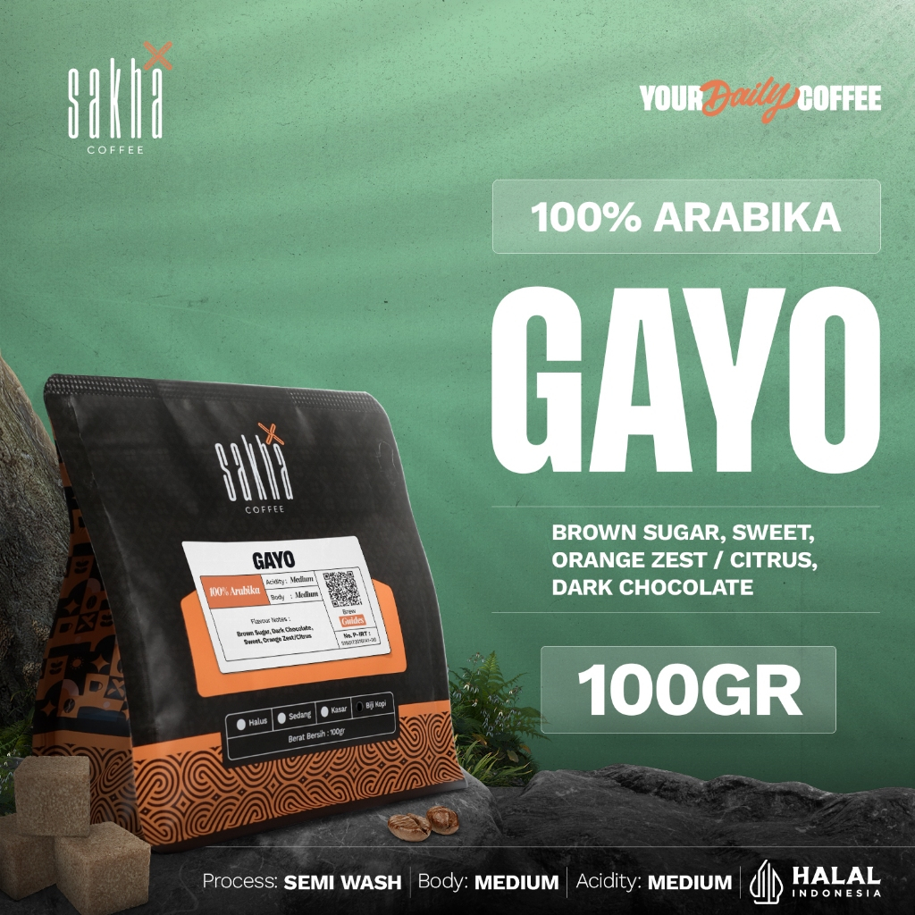 

Kopi Arabika Gayo Aceh Arabica Coffee Roast Beans 100 Gram Biji Bubuk Coffe Roastery