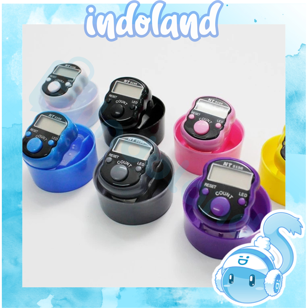INDOLAND  Tasbih Digital LED Mini Alat Hitung Jari Free Kotak Model Bulat R1188