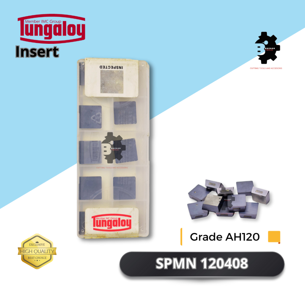 INSERT SPMN 120408 Grade AH120 - Merk TUNGALOY - Insert Pahat Bubut - Pisau Pahat - Baru - Original 