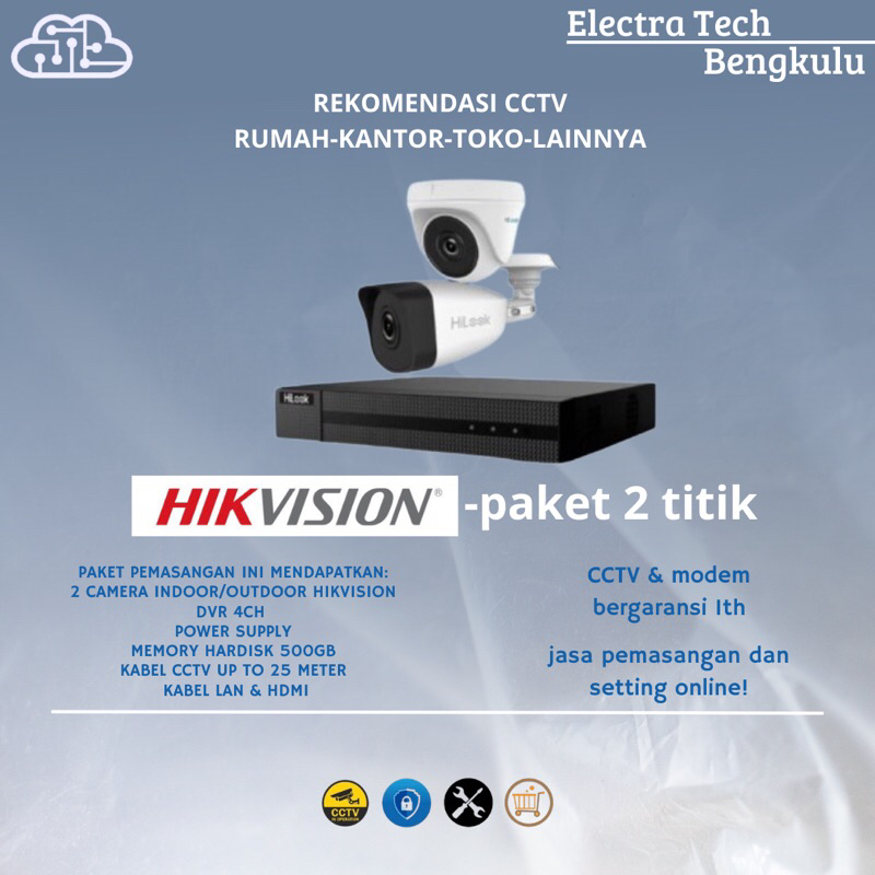 PAKET 2 TITIK PEMASANGAN CCTV-BRAND HIKVISION