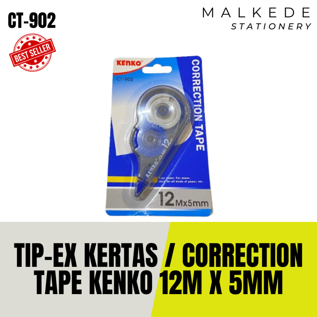 TIP-EX KERTAS / CORRECTION TAPE KENKO | KENKO CT-902 | 12M x 5MM