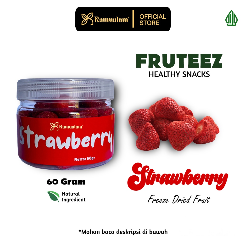 

Ramualam Fruteez Freeze Dried Strawberry Fruit Pure Healthy Snack / Stroberi Camilan Buah Kering - 10 gram / 60 gram