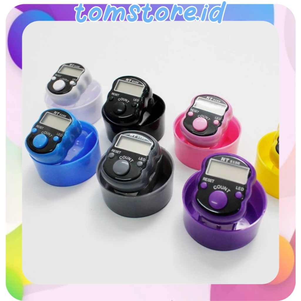 TOMSTORE.ID Tasbih Digital LED Mini Alat Hitung Jari Free Kotak Model Bulat R1188