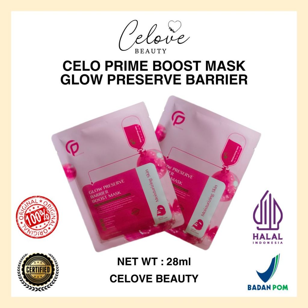 [ READY STOCK ] CELO BOOST MASK MASKER WAJAH GLOW PRESERVE BARRIER II CELOVE BEAUTY