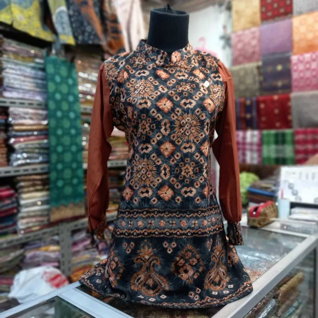 Tunik Jumputan Palembang | Dolby Printing | Kombinasi Katun Toyobo/ Resliting