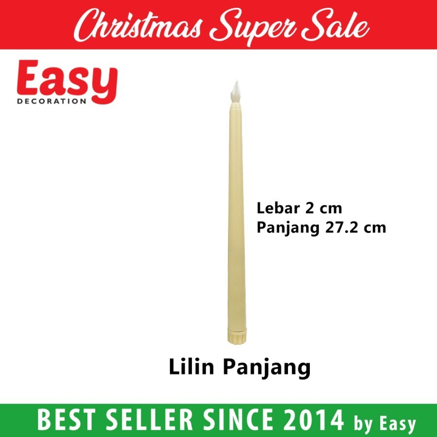 Lilin Elektrik Tinggi LED - Lilin Baterai Panjang - Lampu Elektrik Lilin - Tanpa Baterai
