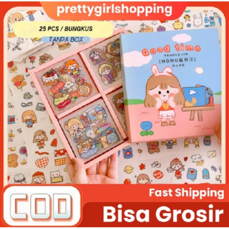 

Pretty sticker Girls momo 25Pcs/100 lembar/motif kartun princess/stiker molly book/untuk dekorasi diary aesthetic/anti air untuk dekorasi import murah