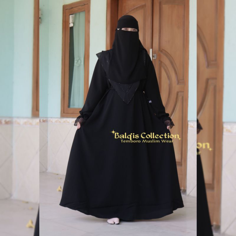 Gamis Abaya Hitam Polos Premium by Balqis Collection Temboro