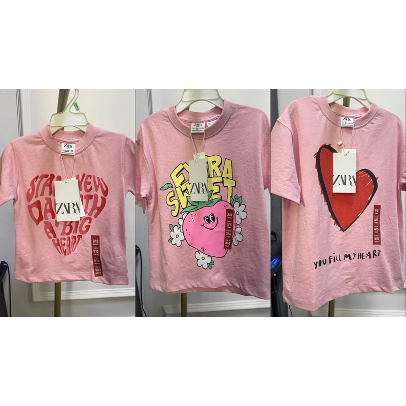 ZARA T-SHIRT ANAK PINK READY STOCK