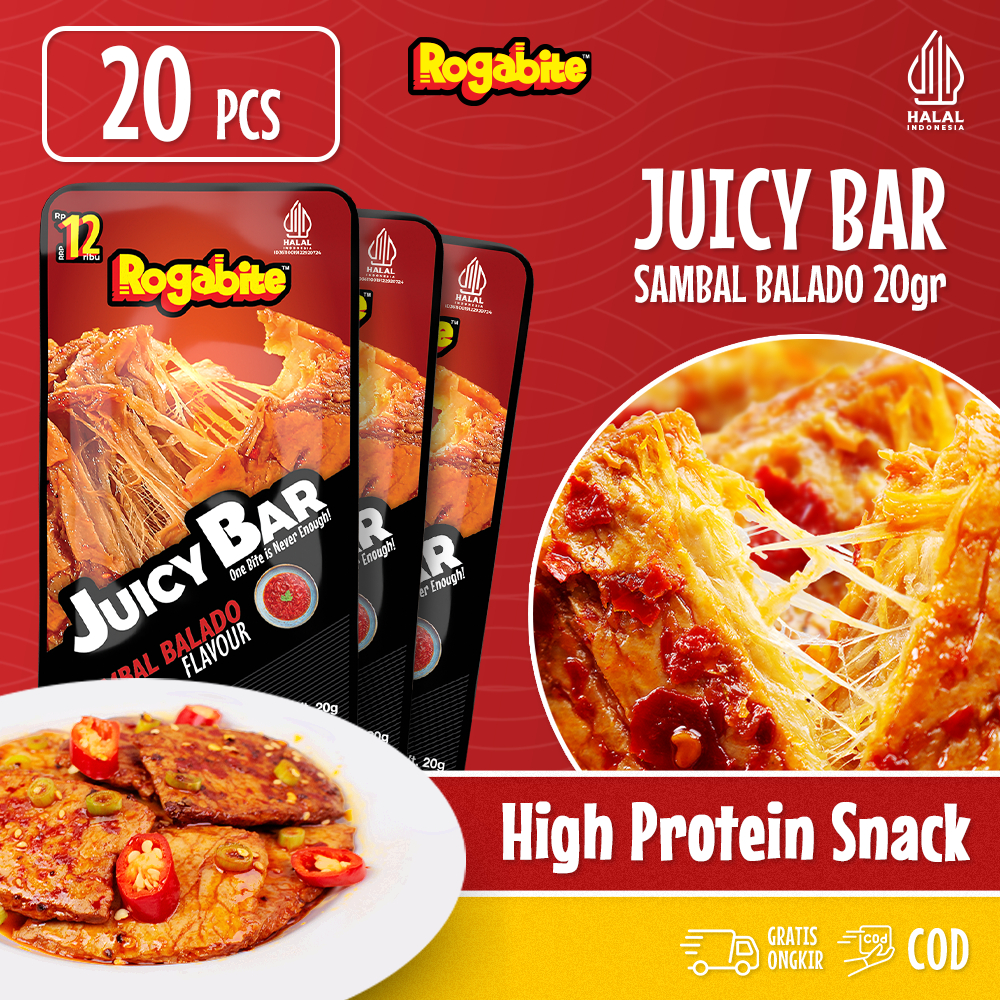 

Rogabite - [Halal] Juicy Bar [20pcs] Camilan Makanan Ringan High Protein Snack | Latiao Halal