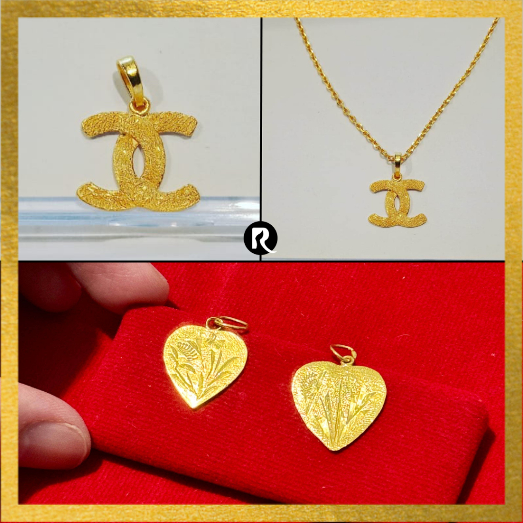 Liontin Bandul Emas 24 karat asli Model Love Ukir