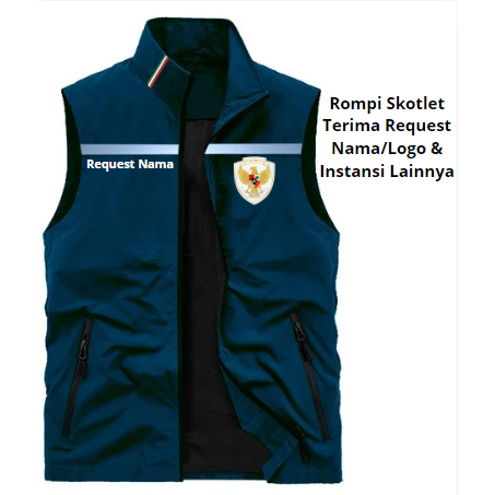 Rompi Kasual Bisa Custom Nama/Logo | Rompi Vest Skotlet | Rompi Jaket Motor | Rompi Tactical Pria | 