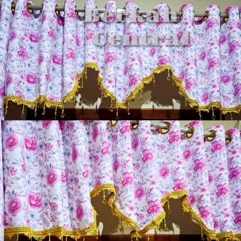 GORDEN PONI RUMBAI MINIMALIS MODEL KUPU TARUNG MOTIF BUNGA SHABY UKURAN 230X45