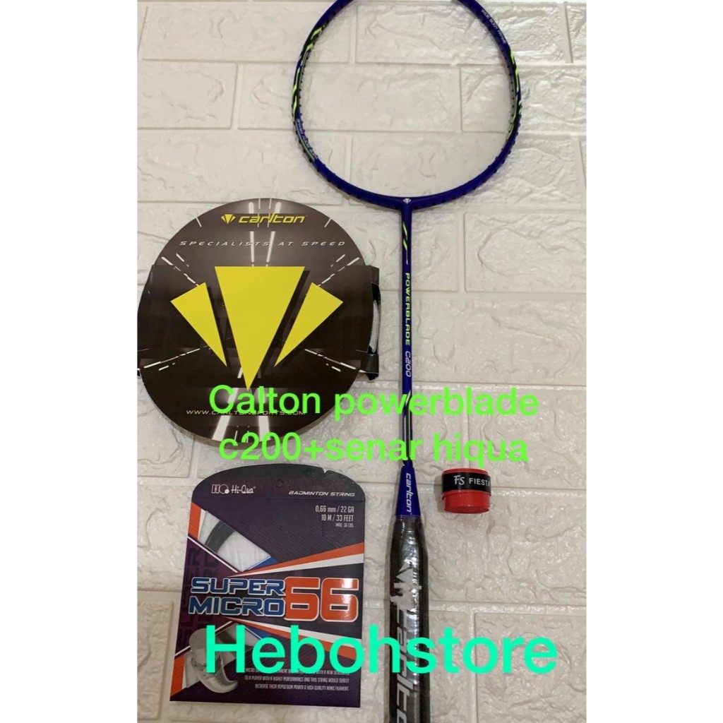 Raket Badminton CARLTON POWERBLADE C200+grip+senar Hiqua micro 66 ORI