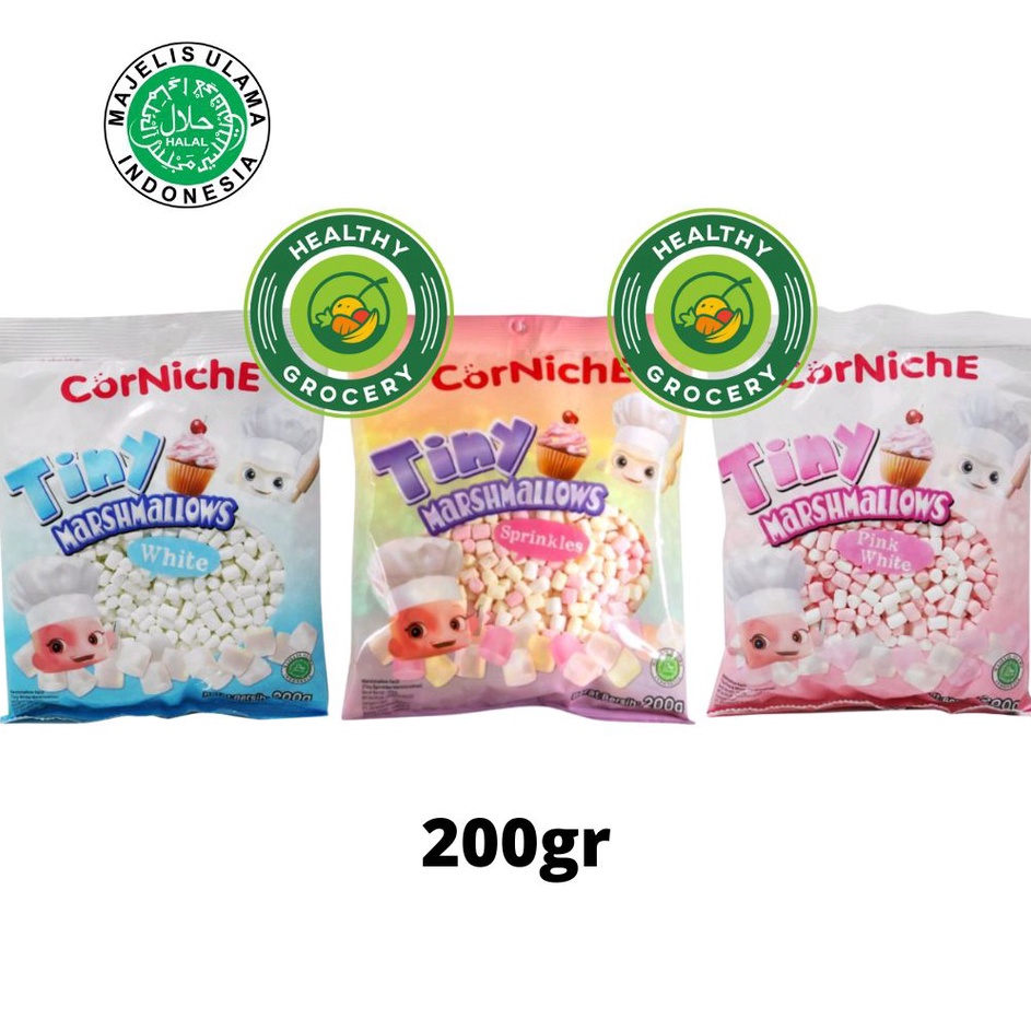 

High Quality Corniche Tiny Marshmallow Sprinkles Marshmellow Kecil 2gr Permen Marshmallows Halal Murah Snow white Pink White