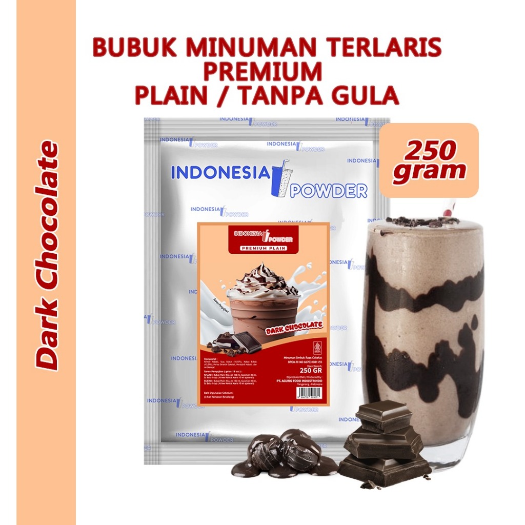 

NUSANTARA Bubuk Minuman Instant Premium Plain Tanpa Gula Horeca Rasa Dark Choco / Dark Coklat 250 Gram Omura Powder